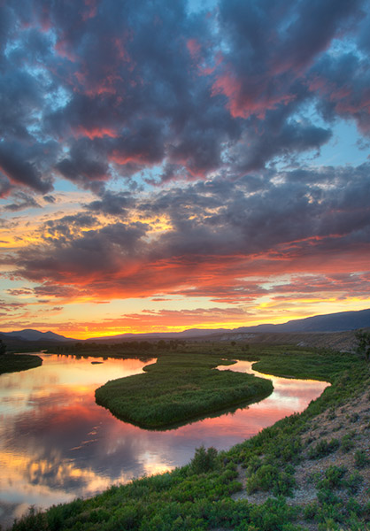 Sunset over the Green River in Browns Park, Colorado