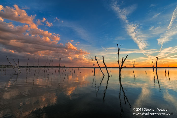Sunset over Cedar Bluff Reservoir, Kansas