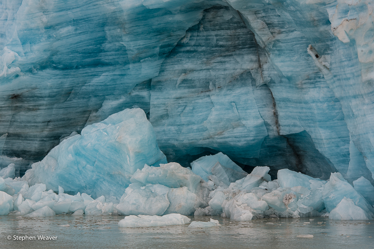 Blue glacier ice at the terminus of the Lamplugh Glacier, Glacier Bay National Park, Alaska