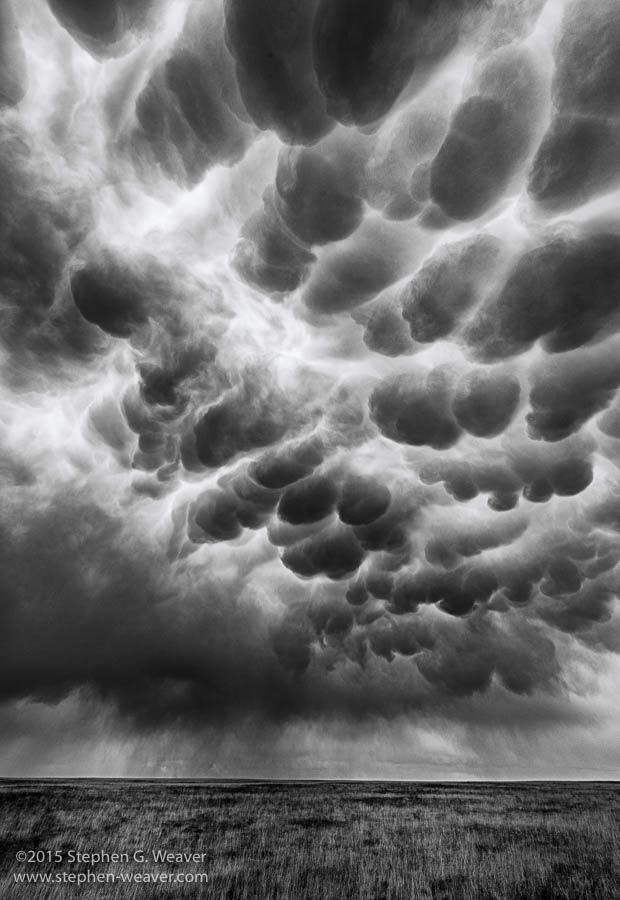 Mammatus clouds in a well developed thunderstorm cell in El Paso County, Colorado