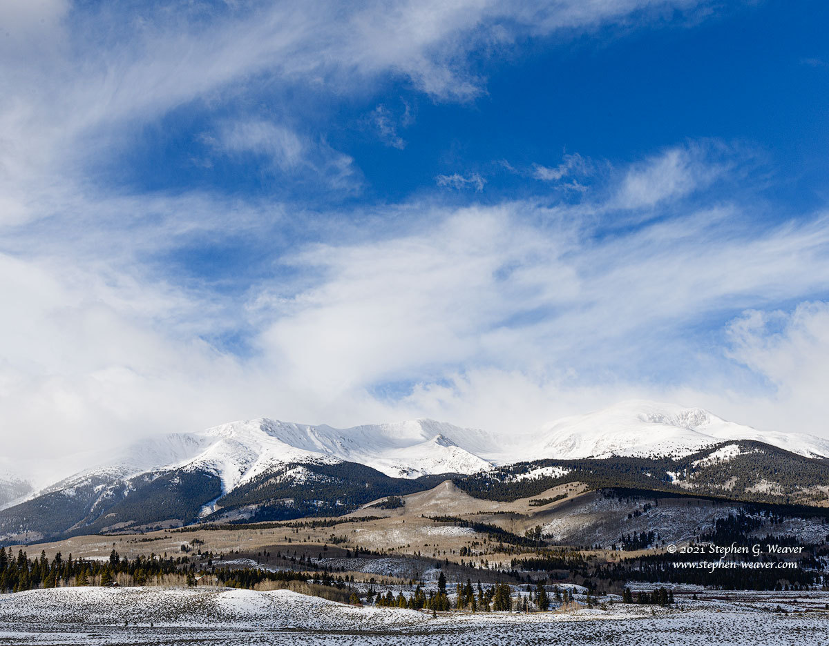 The highest peak in Colorado covered in Winter snow