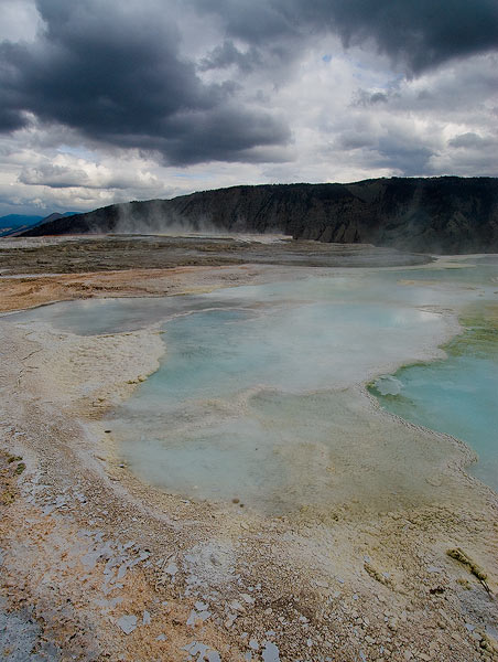 A stormy day at Mammoth hotsprings